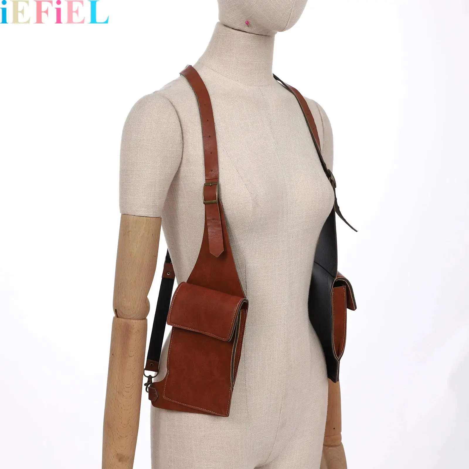 

Unisex Women Men Retro Vintage Adjustable Faux Leather Armpit Bag Underarm Bag Costume Accessory for Masquerade Banquet Party