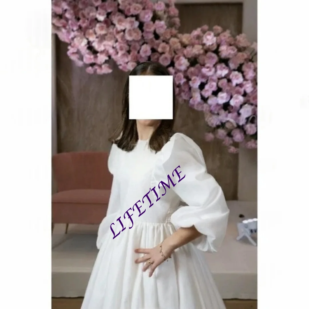 Customized Flower Girl Dress For Wedding Puffy Ruffles O-neck Applique Kids Bridesmaids Birthday First Communion Baby Ball Gown