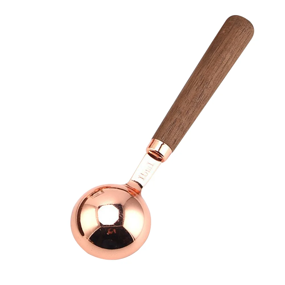 

Stainless Steel Measuring 15ml Flat Handle Coffee Bean Scoop Wooden Handle Kitchen Tool Scale Measure