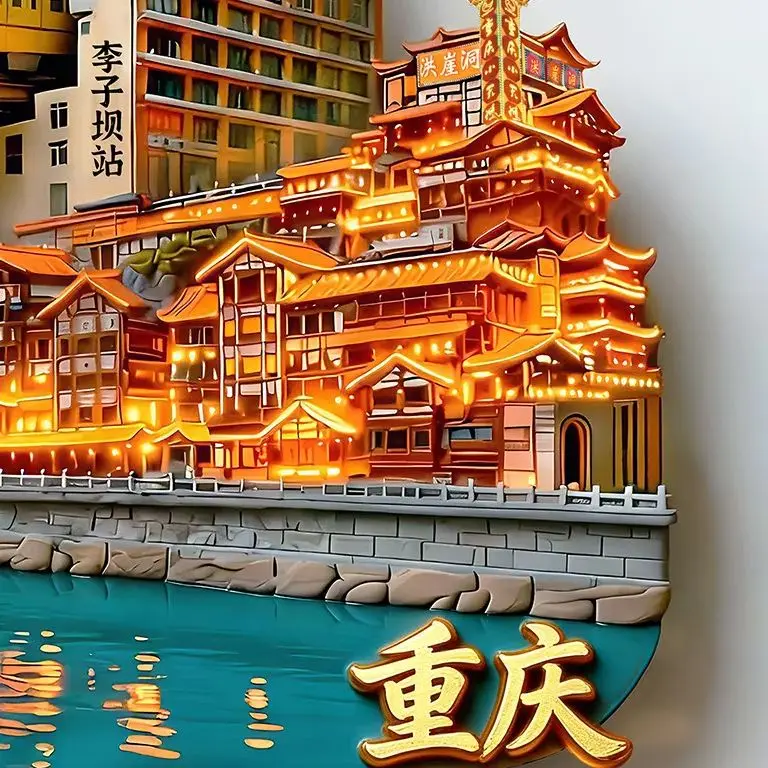 Chongqing Metal Refrigerator Sticks 3D Relief Hongyadong Cultural and Creative Tourism