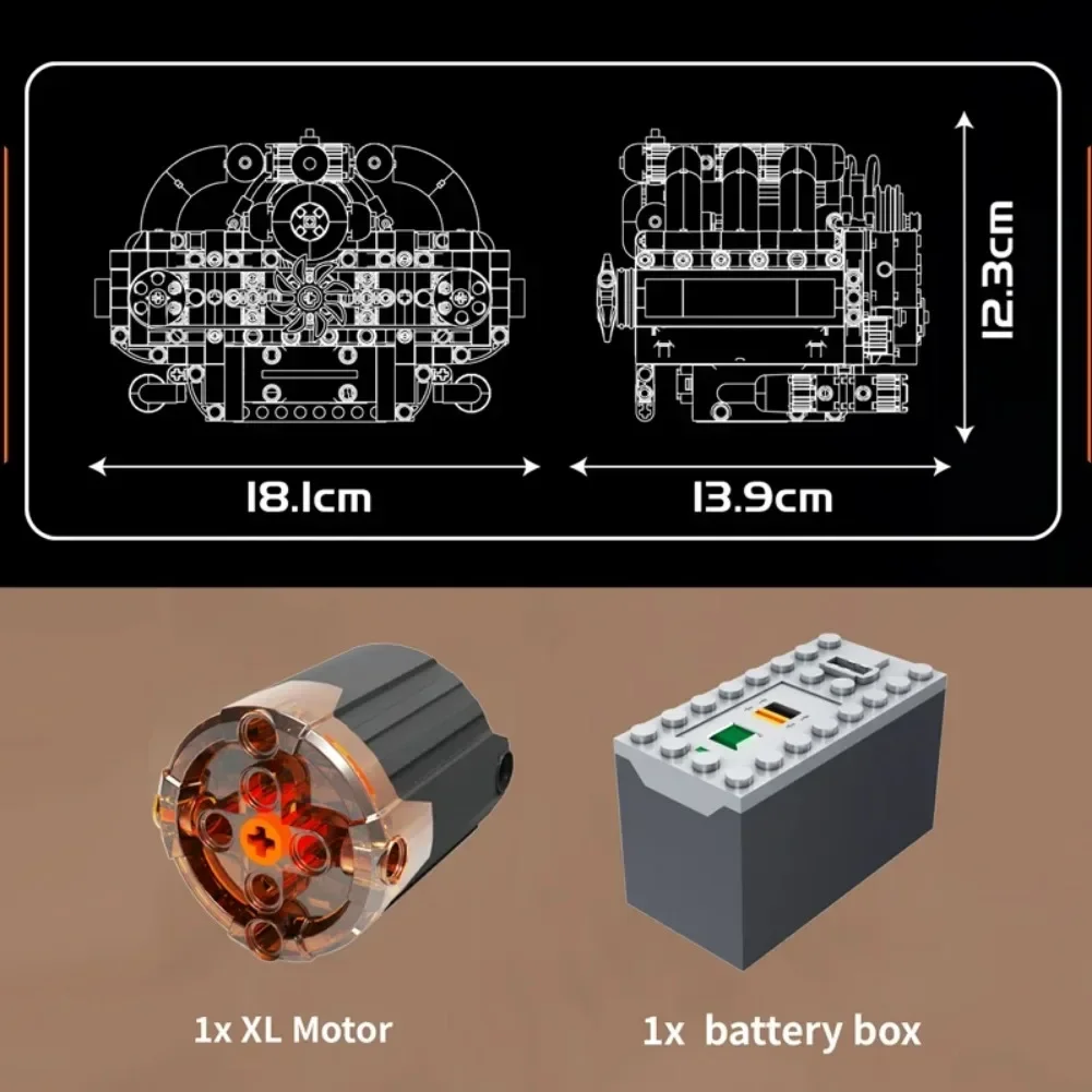 Mold King 10193 609 STKS Technische Gemotoriseerde Boxer Motor Model Bouwstenen MOC Horizontale Opposed Motor Set Kinderen Speelgoed Gift