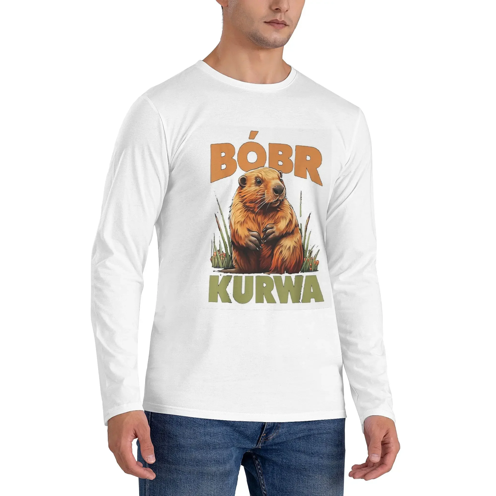 

Мужская футболка с длинными рукавами Bober Bbr Beaver, дышащие футболки с круглым вырезом, весенне-осенние мужские топы