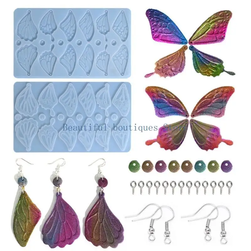 

U4LF Pendant Molds Jewelry Mould Butterfly Wing Shaped Silicone Keychain Moulds