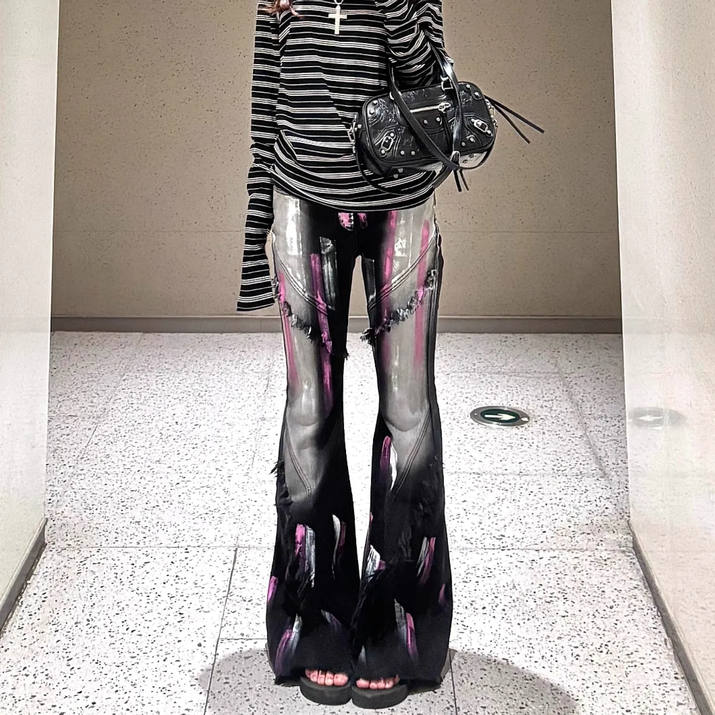 

Готические темные брюки-клеш с высокой талией Harajuku, модные мягкие длинные брюки, женские осенние готические узкие брюки в торговом центре