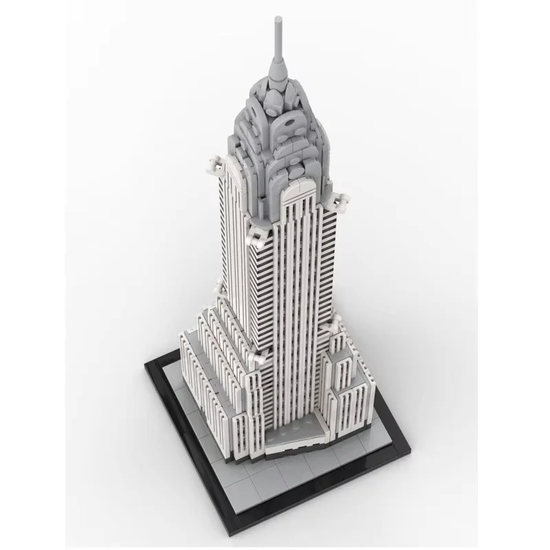 MOC Gebäude Spielzeug Chrysler Gebäude Modell im Maßstab 1:80 1210 Stück kleine Partikel zusammengebaute Spielzeugbausteine Display-Set Kreative h