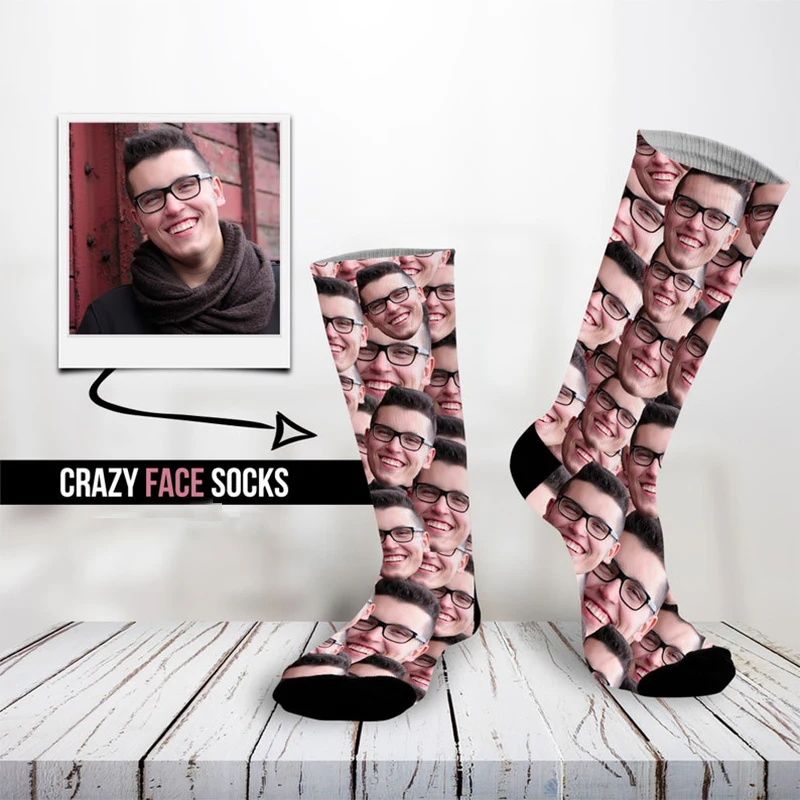 Chaussettes personnalisées avec visage et Photo d\'animaux de compagnie, cadeau pour femme et mari