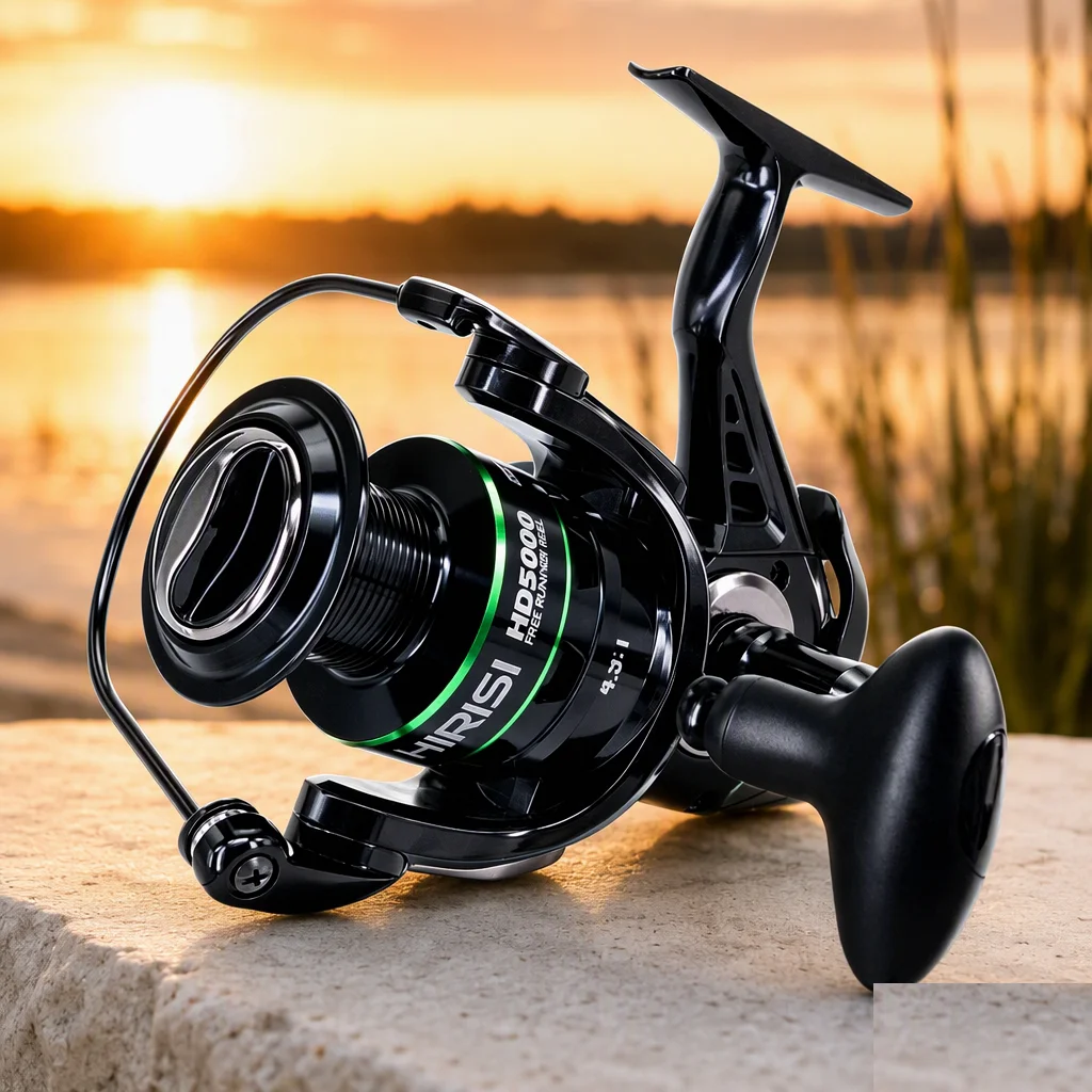Hirisi Carp Fishing Spinning Reel 15-20KG Max Drag 5.2:1 Gear Ratio Metal Spool Waterproof Smooth Heavy Duty Reel HD4000
