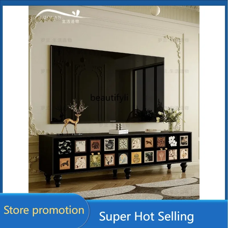 

a485 French solid wood TV cabinet, bedroom storage cabinet, retro style living room decorative storage cabinet