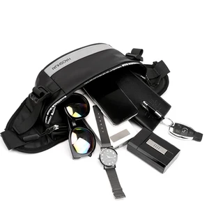 حزام الذكور المضادة للسرقة حقائب الخصر المغلقة متعددة الوظائف الورك بوم عاكس الشريط حقيبة الكتف الرجال النايلون فاني حزمة الصدر أفضل 12 حقيبة كروس للرجال - رقم 4