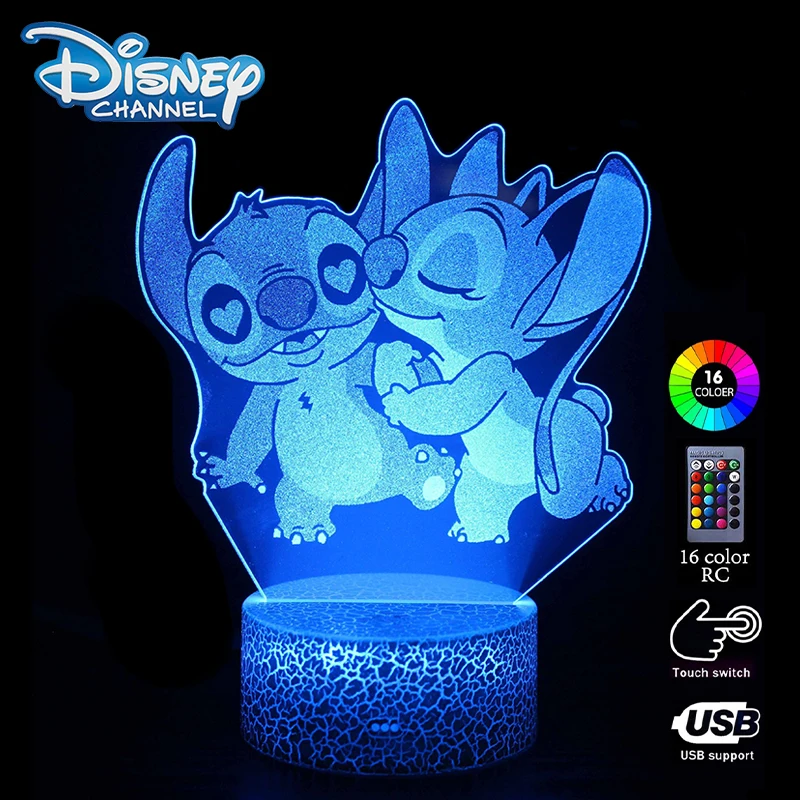 

Disney Lilo Stitch LED Lamp Cartoon Kawaii Neon Night Light USB Bedside Sleep Table Lamps Home Decoration Children Birthday Gift