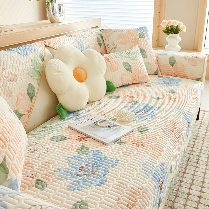 Summer Universal Non-slip Sofa Mat Ice Silk Sofa Cover Cool Feeling Mat Cushion Sofa Towel Couch Slipcovers for Living Room Home