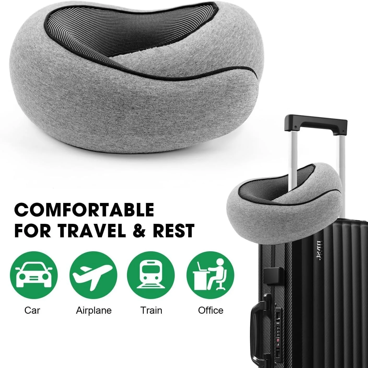 Tragbares, verstellbares Reise-Nackenkissen, U-förmiges Kissen aus Memory-Schaum, Schnecken-Stil, Reise-Nackenstütze, weiches Schlafkissen für die Mittagspause – Detail 4