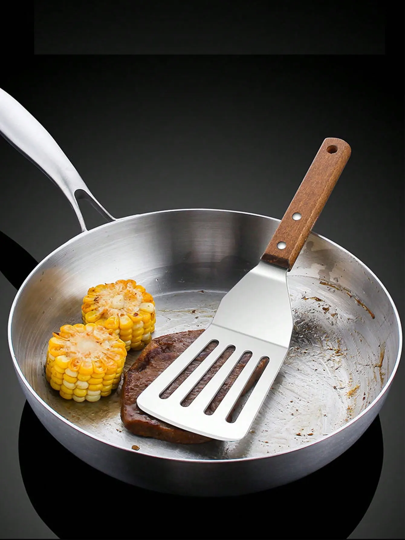 Teppanyaki Spatula, Stainless Steel Frying Spatula, Special Spatula for Pancakes, Putty Knife Tool, Cooking Spatula, Ice Spatula, Triangular Spatula, 1 Piece