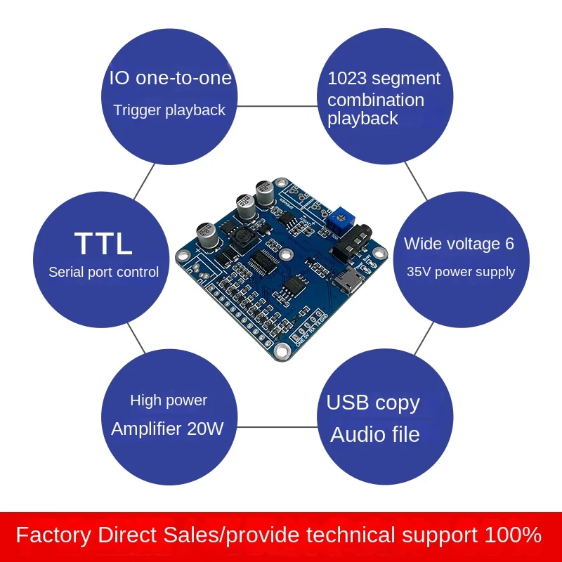 Voice recognition module chip serial port control trigger broadcast combination play high power voltage DTM3201 wide