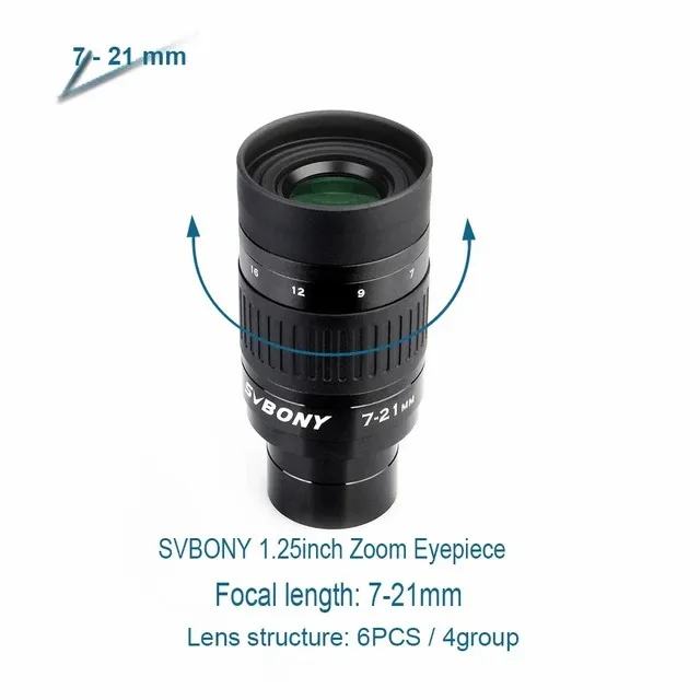

SVBONY 1.25" Zoom Telescope Eyepiece 7-21mm FMC Zoom Lens Telescope Accessory for Astronomic Telescopes
