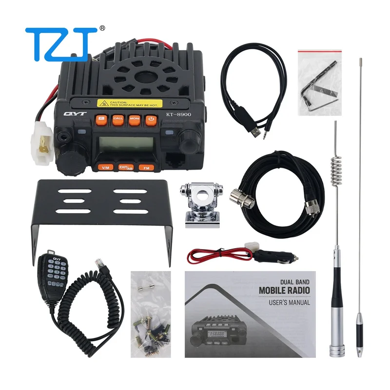 TZT QYT-KT8900 25W VHF UHF Radio Di Động Mini Có Kích Thước Bộ Thu Phát Với Thức Ăn Ăng Ten Lập Trình