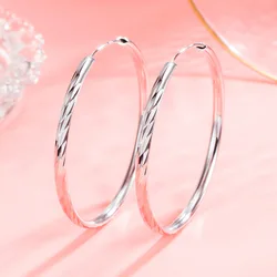 925 Sterling Silver 3/4/5/6 CM ​Meteor Shower Hoop Earrings For Women Luxury Jewelry Accessories Gift Female