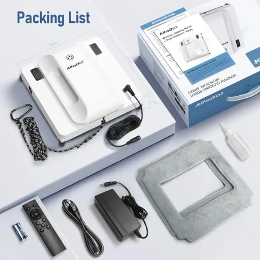 Robot de nettoyage de vitres avec double système de pulvérisation d'eau, planification avancée de chemin Intelligent pour un nettoyage efficace, aspiration forte de 2800 Pa