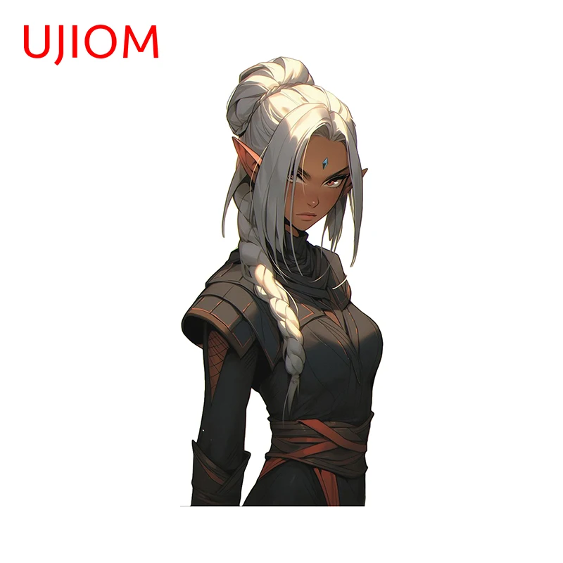 UJIOM 13cm X 5.9cm Elvish Maiden Cartoon Girl Wall Stickers Black Skin Anime Character Wallpapers Decal Funny Kid Room Chambre