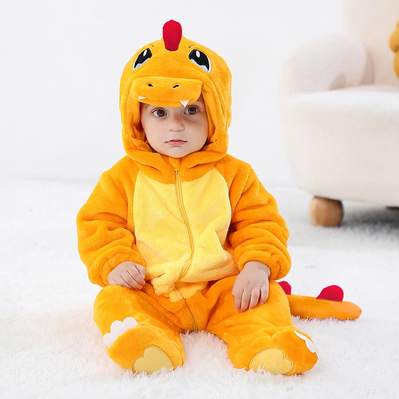 Baby Onesie Romper Toddler Kigurumi Infant Halloween Cosplay Costume Flannel Dinosaur One-piece Pajamas Charmande Jumpsuit