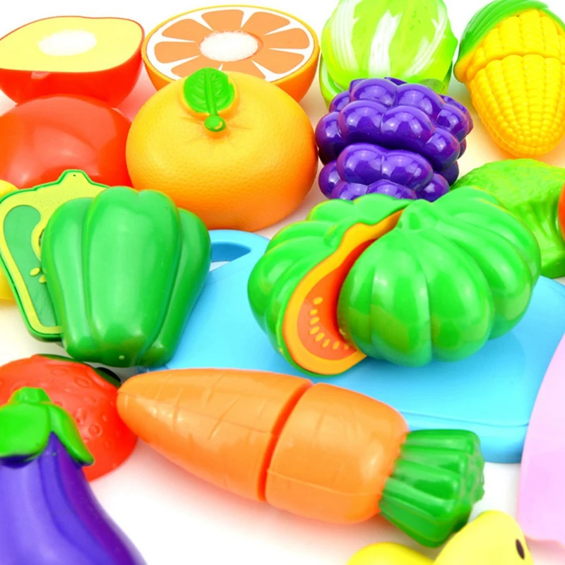 23 Pcs Simulation Kitchen Cut Fruit Toy Set, Play House Set With Storage Basket For Children's Role-Playing Games