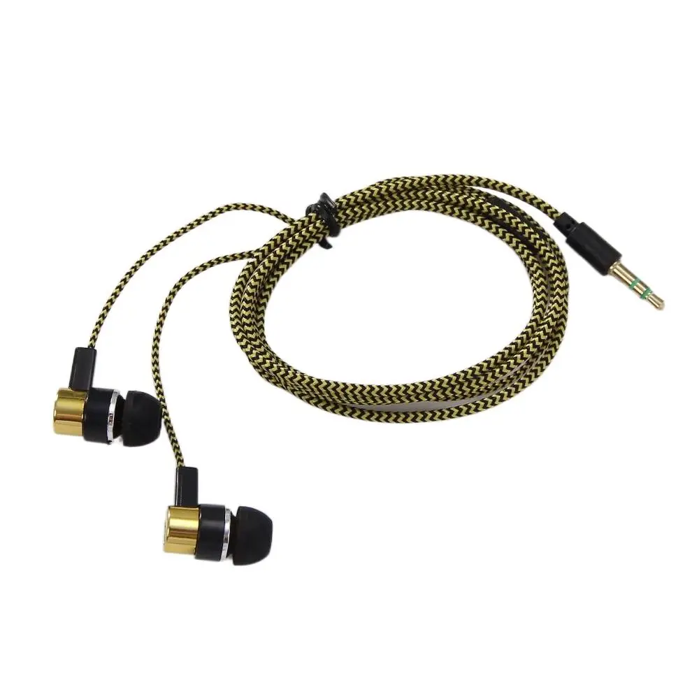 Gifts Stereo In-Ear Earphone Bass Earpiece 3.5mm Earbuds Nylon Weave Universal Wired Headphone For Smartphone Laptop