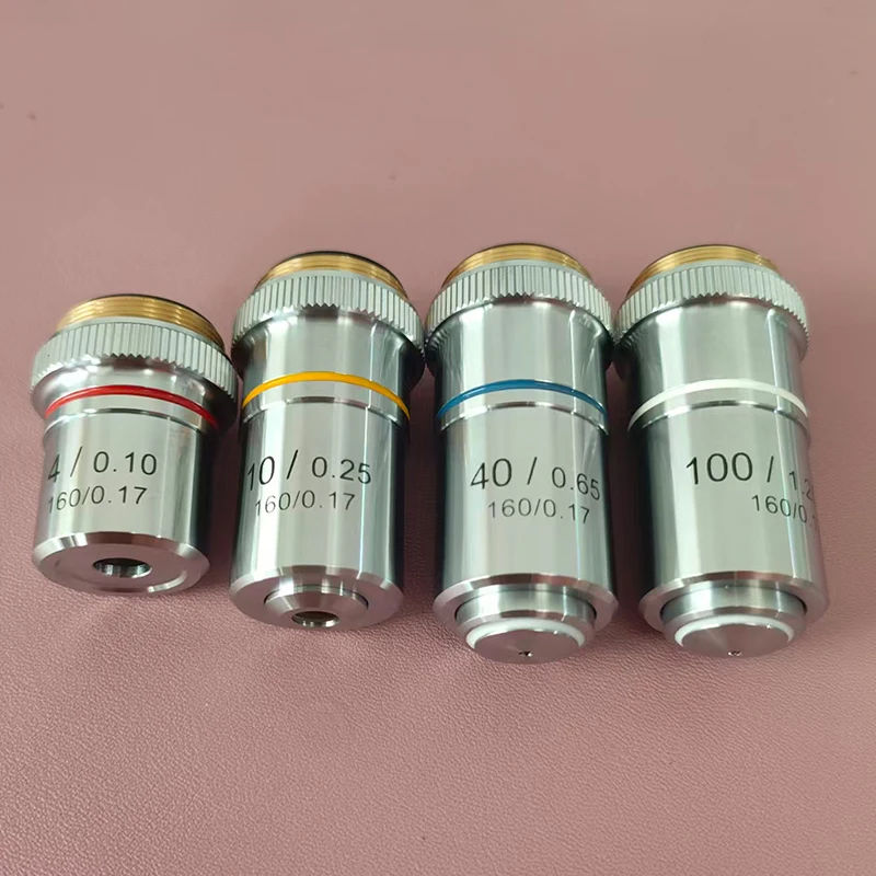 

4X 10X 40X 100X Ахроматический объектив 195 мм Расстояние конjugate Длина трубки 160 мм Объектив биологического микроскопа