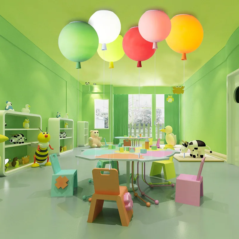 Kids Cartoon Balloon LED Ceiling Light Rope Pull Switch Hanginglamp School Shop Kindergarten Children\'s Room Plafonnier Lighting