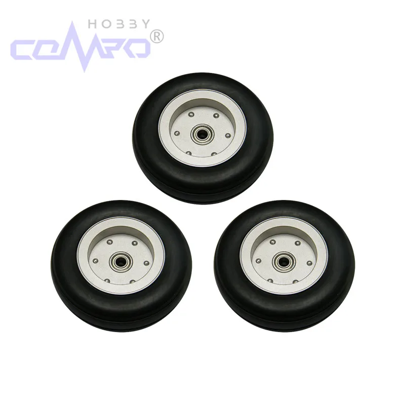 Roues de train d'atterrissage, 1 pièce, moyeu en aluminium, roue en caoutchouc avec roulement pour modèle d'avion RC à aile fixe, remplacement d'avion