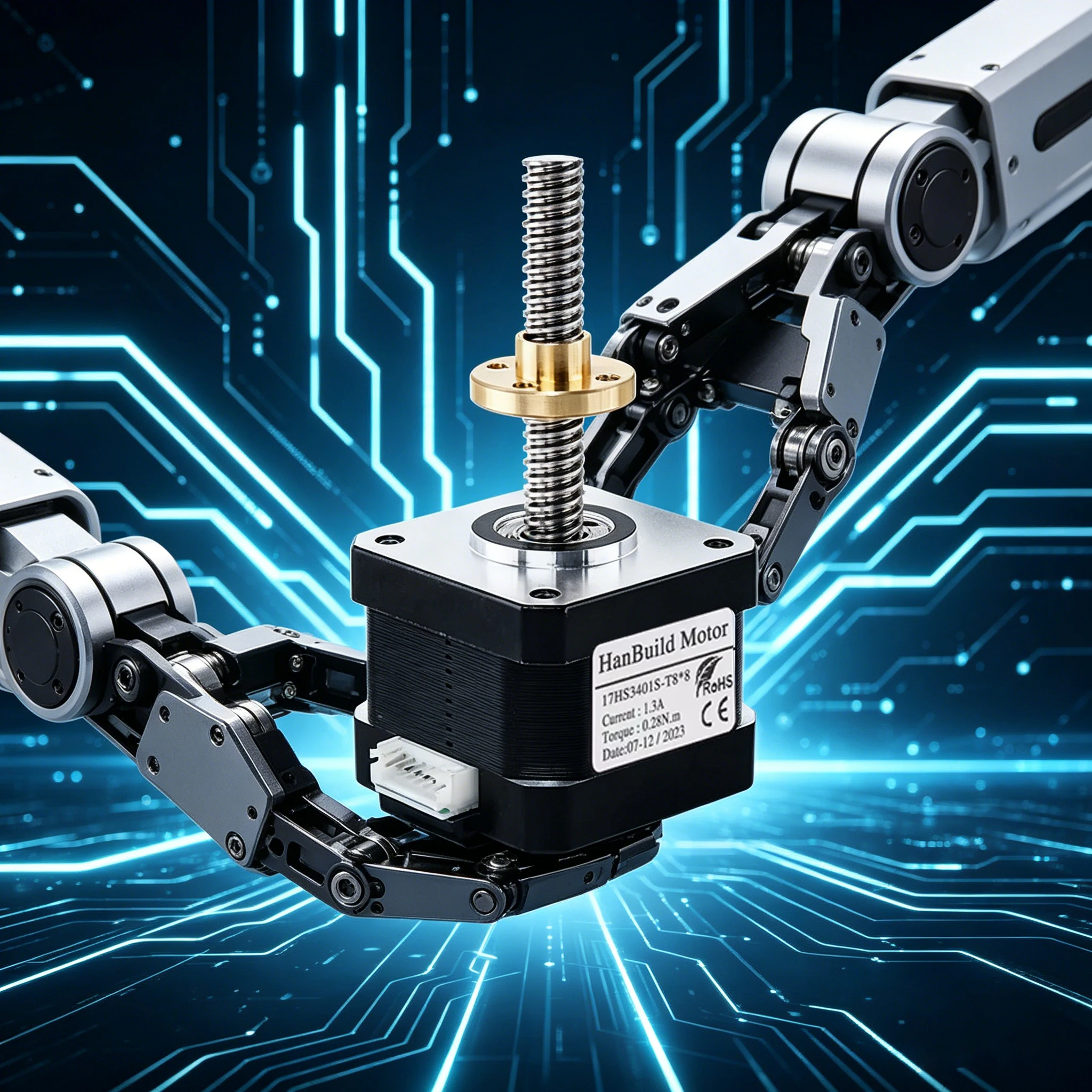 1.8 Degree Nema17 Stepper Motor Screw L100-200mm Length 28N.cm 17HS3401S-T8*8 CNC Milling Machine Screw Copper Nut