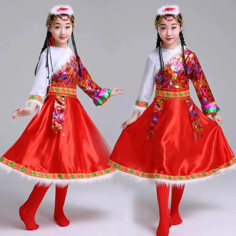 Russian national performance clothes for children modern folk dance clothes for girls and boys Chinese dance dress children\'s