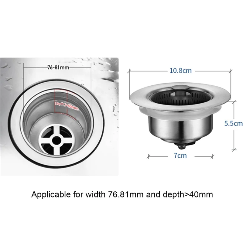 Filtre à Odeur en Acier Inoxydable pour Évier de Cuisine, 1 Pièce