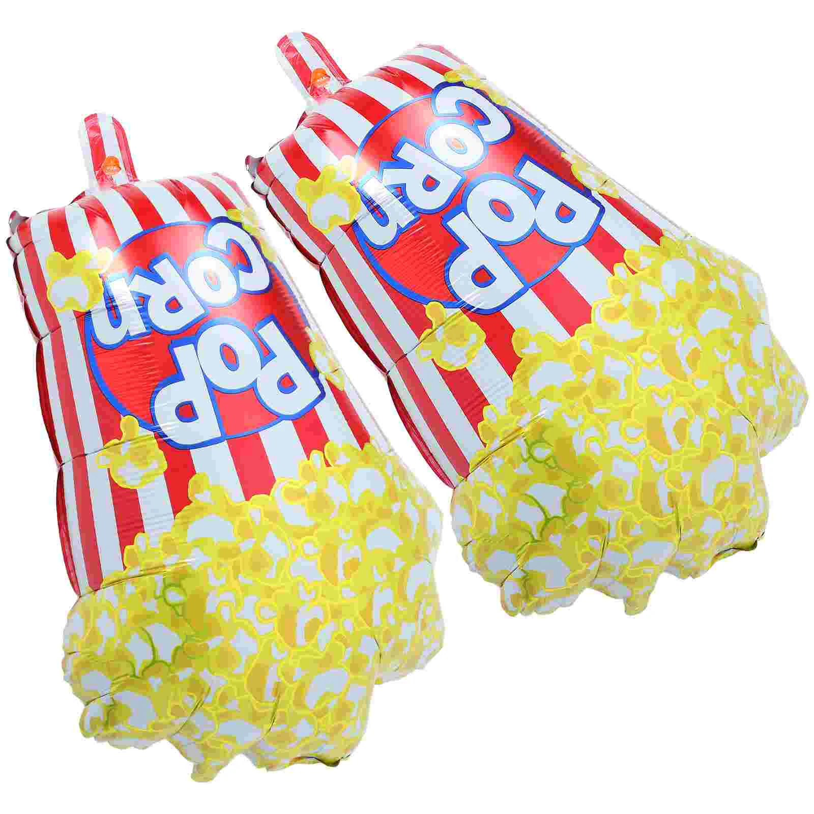 

2 Pcs Popcorn Balloon Cartoon Balloons Foil Movie Night Party Decorations Birthday Halloween Prop Food Theme
