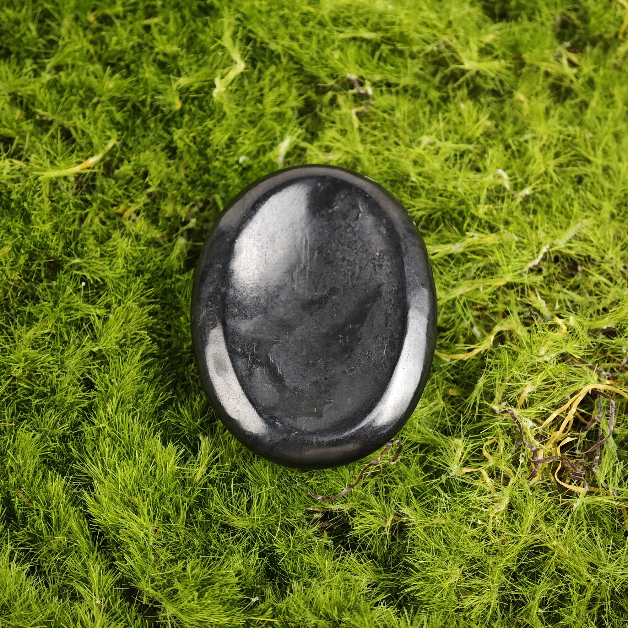 Natural Shungite Thumb Stone - Polished Black Shungite Worry Stone for Stress Relief and Healing