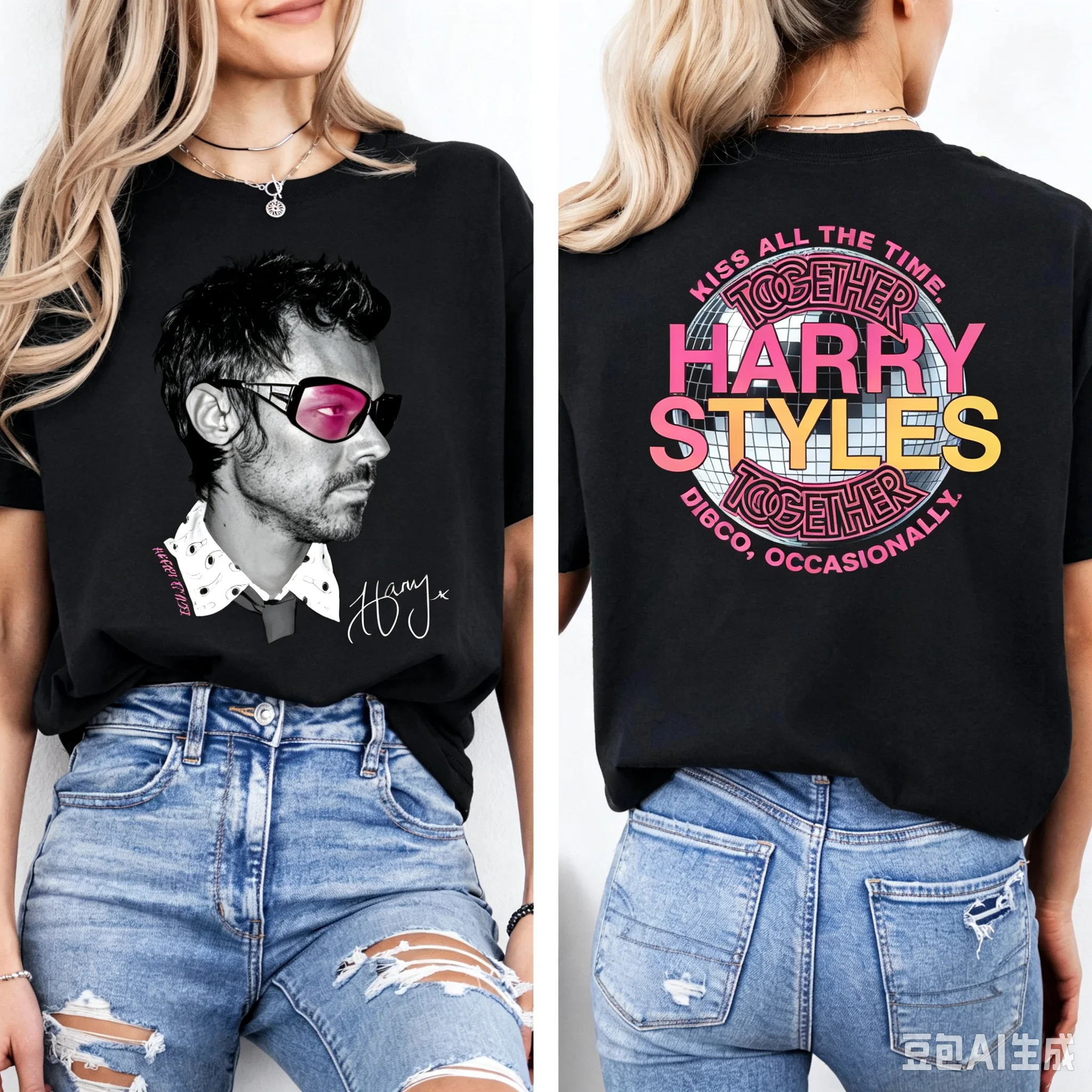 Harry Styles T-shirt Kiss All The Time Disco Occasionally Album Graphic Men Women Kids Oversize Y2K Unisex Cotton Shirt Summer