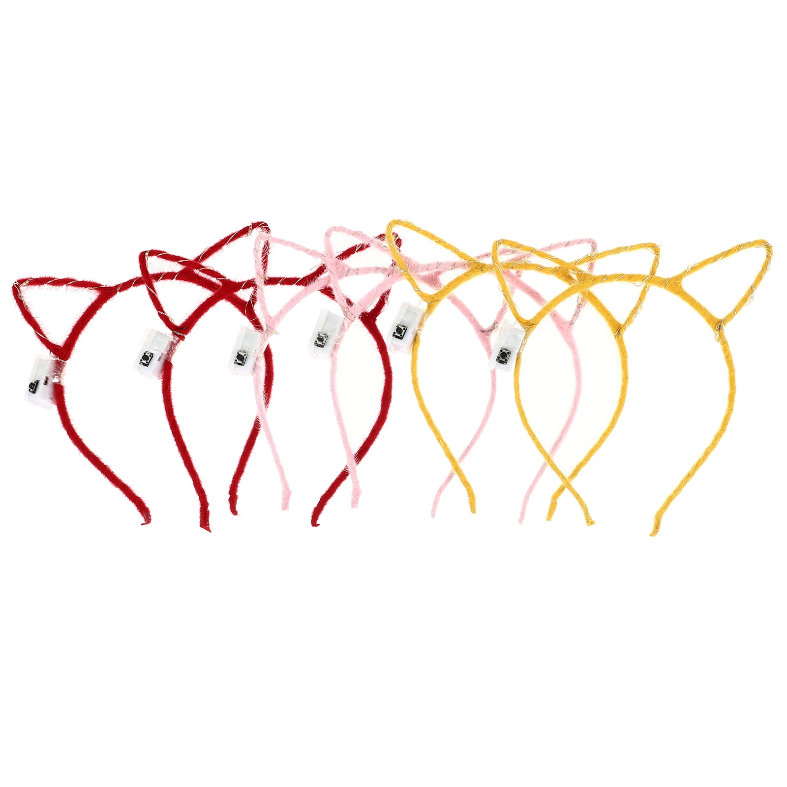 

6PCS Luminous Cat Ears Headband Non fading Lace Hair Hoop Flashing Accessories Size Fit Comfortable Wear Party Costumes Carnival