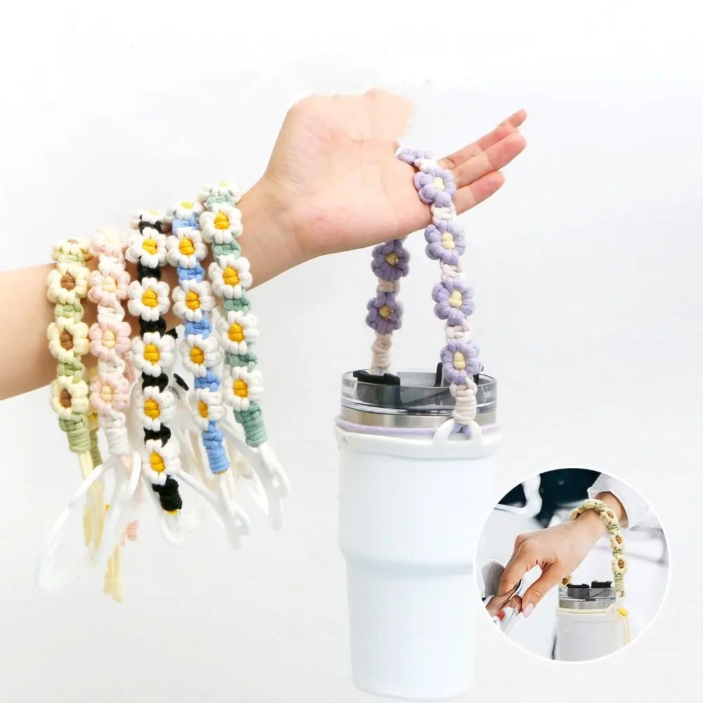 Daisy Water Bottle Strap Adjustable Shoulder Strap Kettle Buckle Lanyard Portable Hand-woven Water Bottle Lanyard Travelling