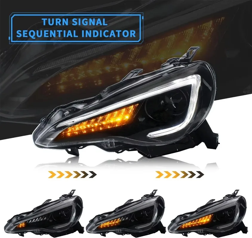 Led Headlights + D2H Xenon Bulbs 35W 12V Compatible GT86/BRZ 2013-2019 Scion FR-S 2013-2016 Ballast Conversion Kit Amber