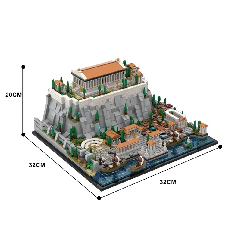 Moc Griechenland Akropolis von Athen Bausteine Set Parth enons Palast Schloss Turm Architektur Ziegel Spielzeug für Kinder Geschenk