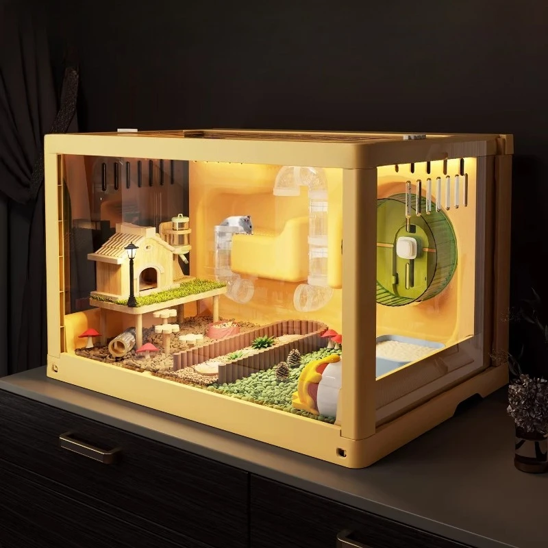 

Hamster cage oversized luxury villa landscaping transparent basic feeding box
