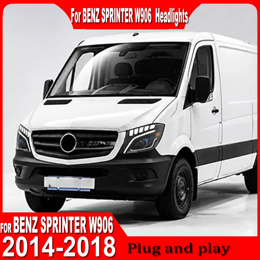 

for Mercedes Benz Sprinter W906 2014 2015 2016 2017 2018 Auto Front Lamps Assembly Upgrade Startup Effect LED 4 Projector Lens