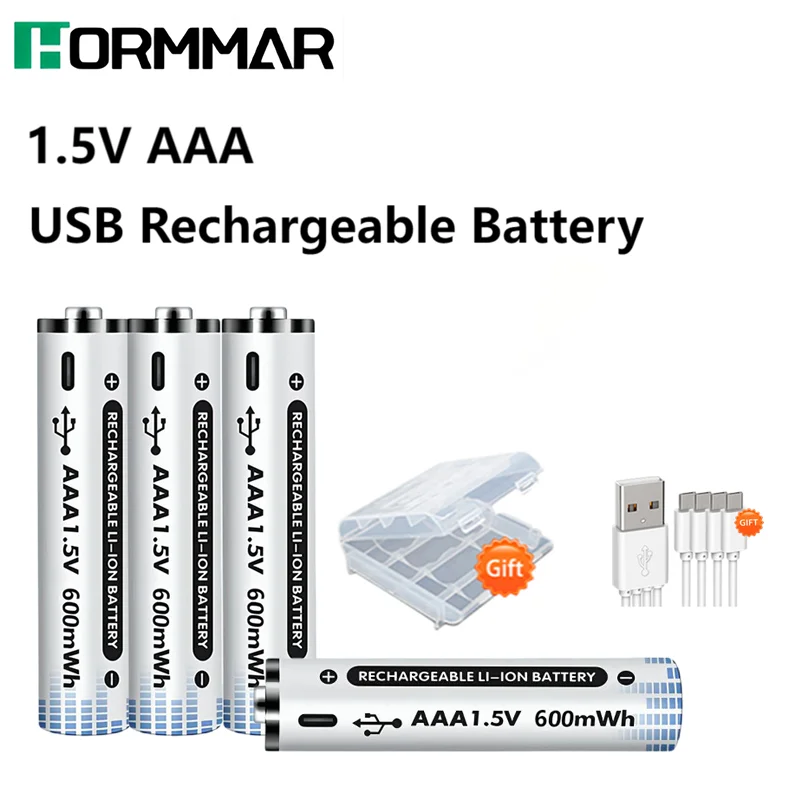 Rechargeable Battery AAA 1.5V Large Capacity 2200mWh Battery AA USB Type-c Fast Charge Lithium ion Batteries for Mouse Toy