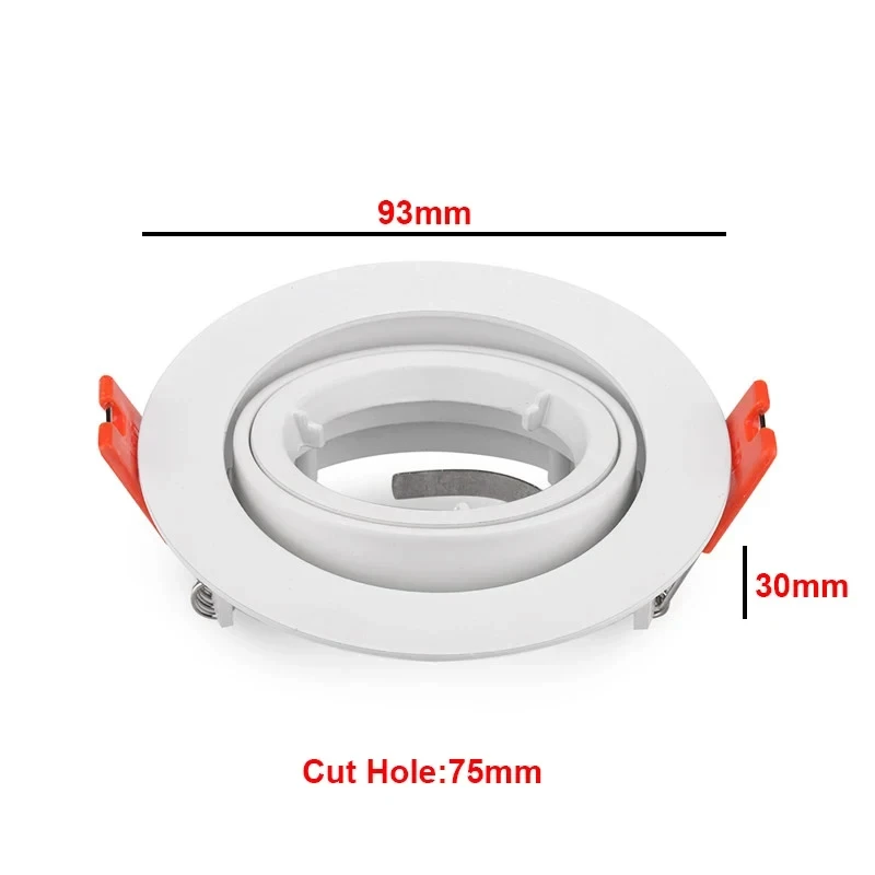 White/Black/Satin Nickel Round MR16 Bracket Spotlight Face Ring GU10 Lamp Cup Bracket Embedded Ceiling Lamp Housing