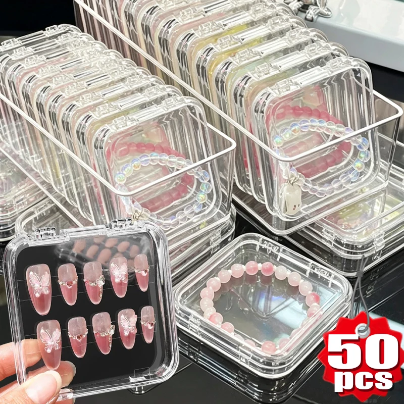 Press-on Nail Storage Box Acrylic Transparent Container Jewelry Earring Rings Bracelet Boxes Nail Display Jewelry Packaging Case