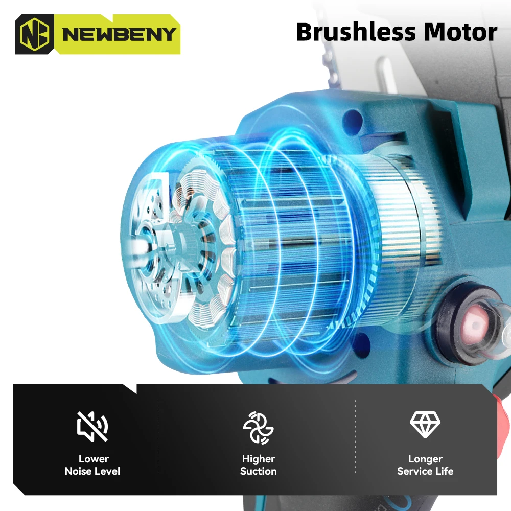 NEWBENY 1500W 8 Inch Brushless Cordless Electric Chain Saw Rechargeable Woodworking Garden Power Tools For Makita 18V Battery