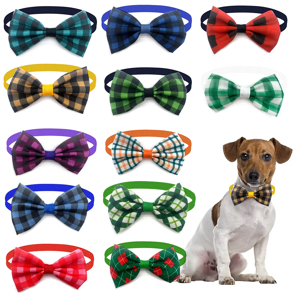 50/100pcs Handmade Bulk Pet Dog Bow Tie Lattice Style Dog Pet Accessories Cute Pet Dog Bowties Dog Grooming Product Dog Supplies