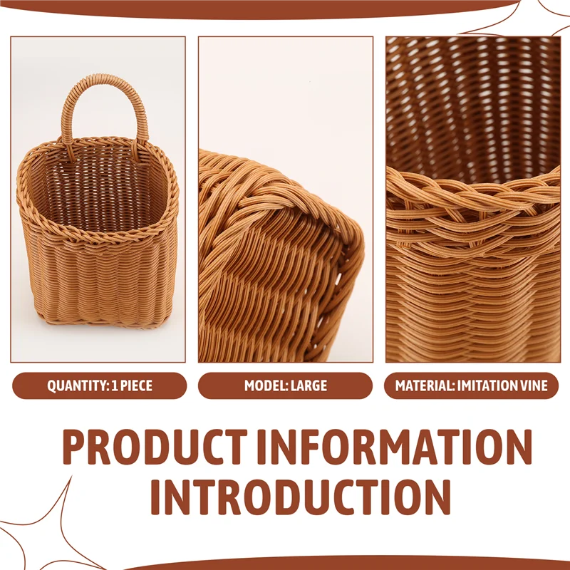 

A19F-Кухонная корзина для хранения с ручкой, тканые подвесные корзины для гостиной, органайзер для фруктов, корзины ручной работы