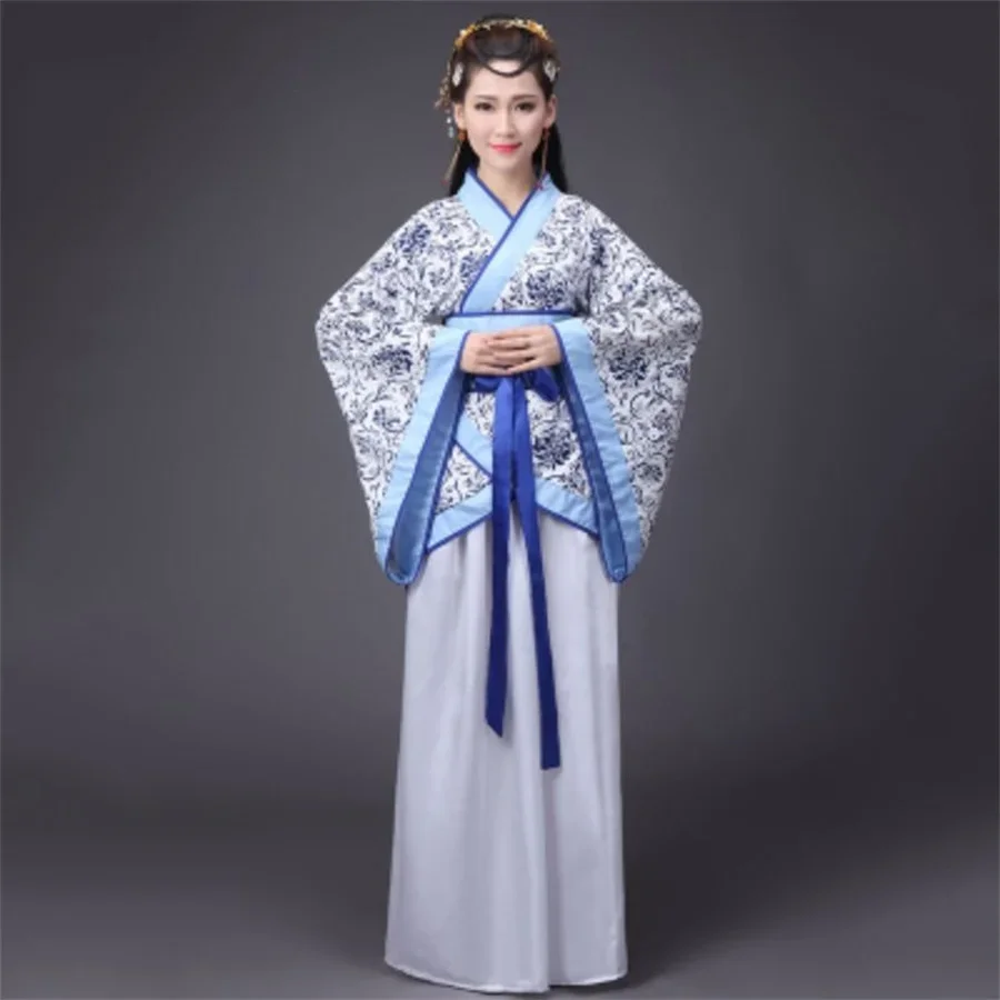 Hanfu 국립 중국 무용 의상 남자 고대 코스프레 여성을위한 중국어 번체 의류 Hanfu 의류 레이디 무대 드레스