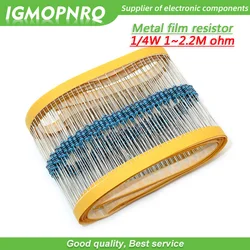 100pcs Metal film resistor series 1/4W 1R~2.2M 1% 100R 220R 1K 1.5K 2.2K 100 220 1K5 4.7K 10K 22K 47K 100K 2K2  4K7 ohm