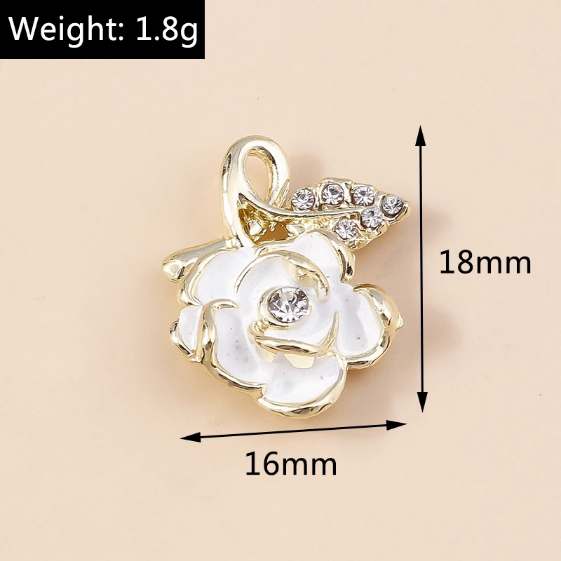 Leslie 4pcs 16*18mm Gorgeous Gold Color Crystal Blooming Rose Charms for Handmade DIY Necklace Earring Pendants Wedding Jewelry